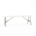 Kathryn 8 - Foot Bi - Fold Rectangular Plastic Folding Table for Banquet and Event with Carrying Handle - Granite White by Flash Furniture - SchoolOutlet