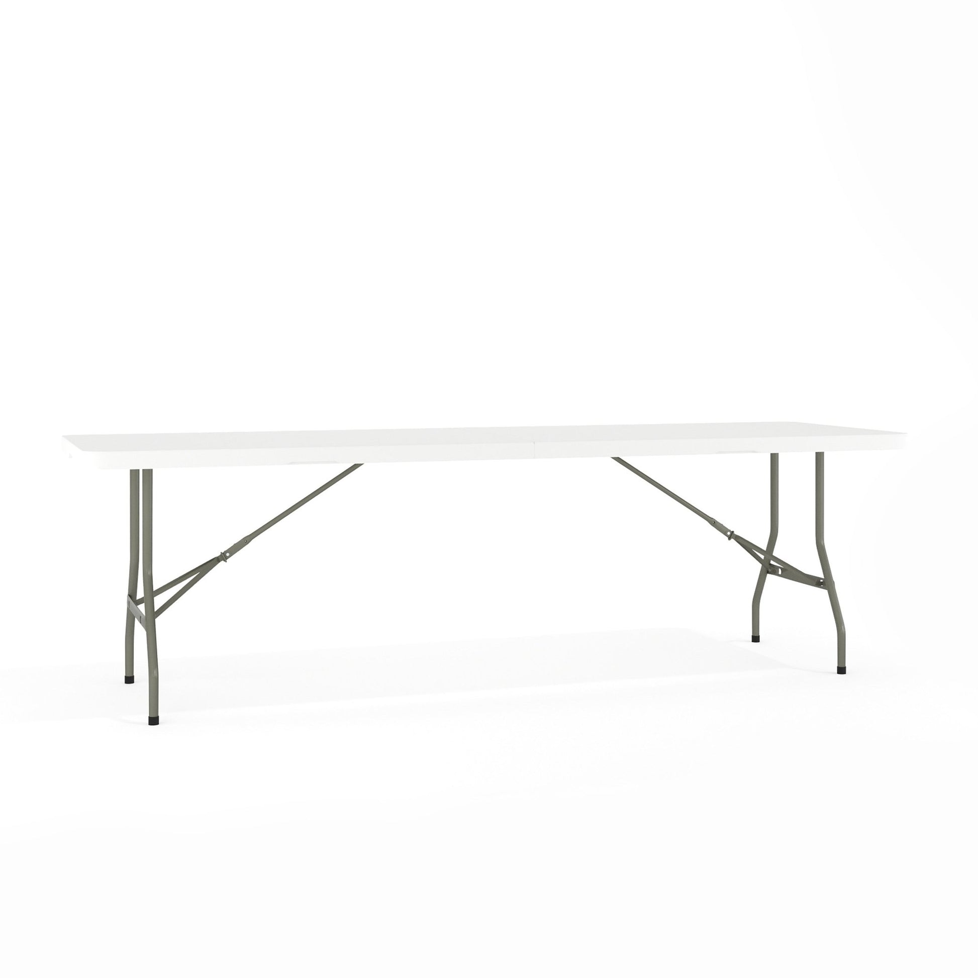 Kathryn 8 - Foot Bi - Fold Rectangular Plastic Folding Table for Banquet and Event with Carrying Handle - Granite White by Flash Furniture - SchoolOutlet