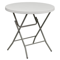 Kathryn 2.63-Foot Round Plastic Folding Table - Granite White by Flash Furniture