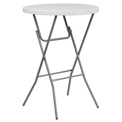 Kathryn 2.63-Foot Round Plastic Bar Height Folding Table - Granite White by Flash Furniture