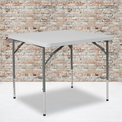 Kathryn 2.79-Foot Square Plastic Folding Table with Adjustable Height - Granite White by Flash Furniture