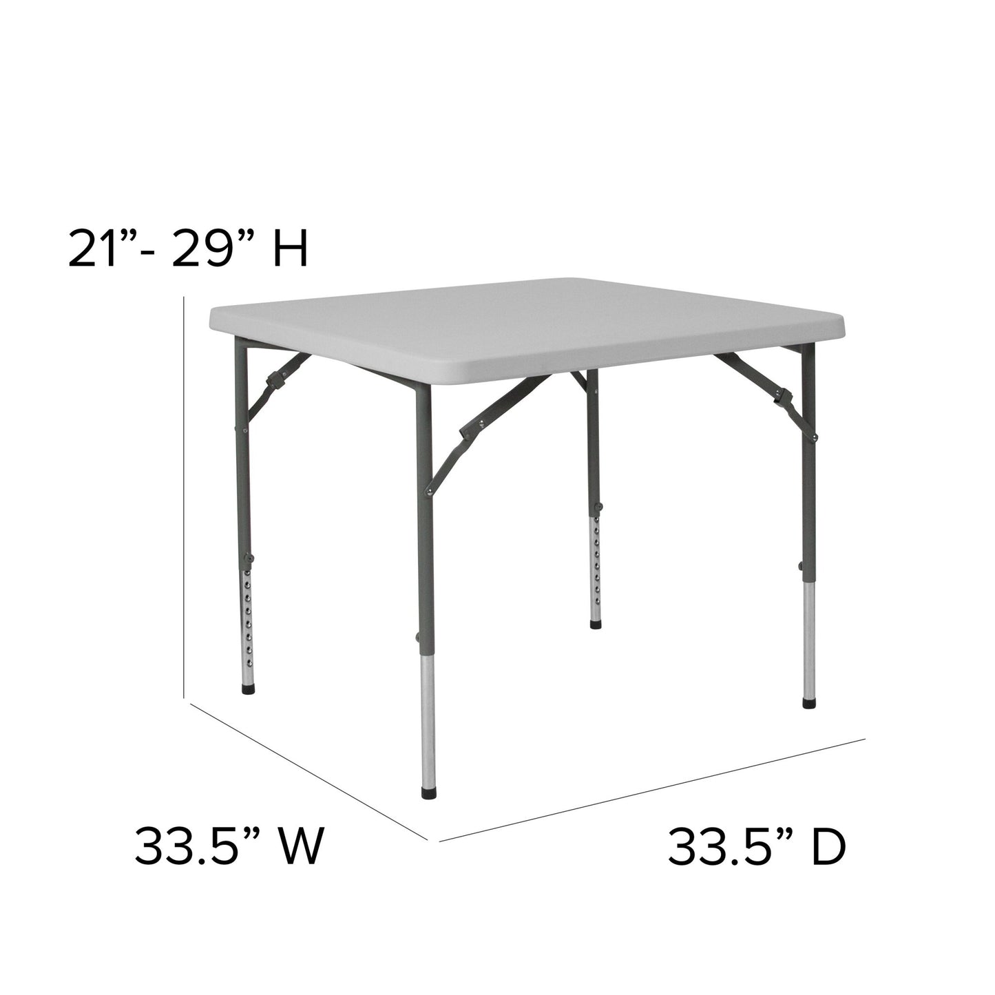 Kathryn 2.79 - Foot Square Plastic Folding Table with Adjustable Height - Granite White by Flash Furniture - SchoolOutlet