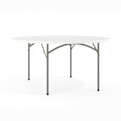 Kathryn 5-Foot Round Plastic Folding Table - Granite White by Flash Furniture