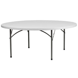 Kathryn 6-Foot Round Plastic Folding Table - Granite White by Flash Furniture