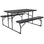 Insta - Fold 4.5 - Foot Wood Grain Folding Picnic Table and Benches by Flash Furniture - SchoolOutlet