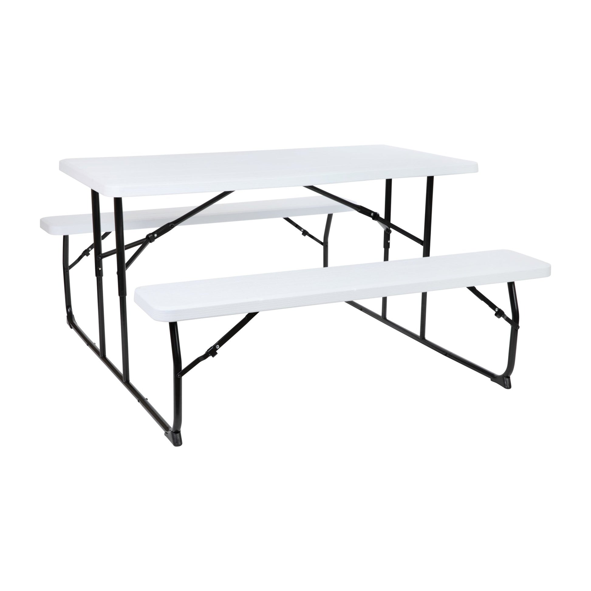 Insta - Fold 4.5 - Foot Wood Grain Folding Picnic Table and Benches by Flash Furniture - SchoolOutlet