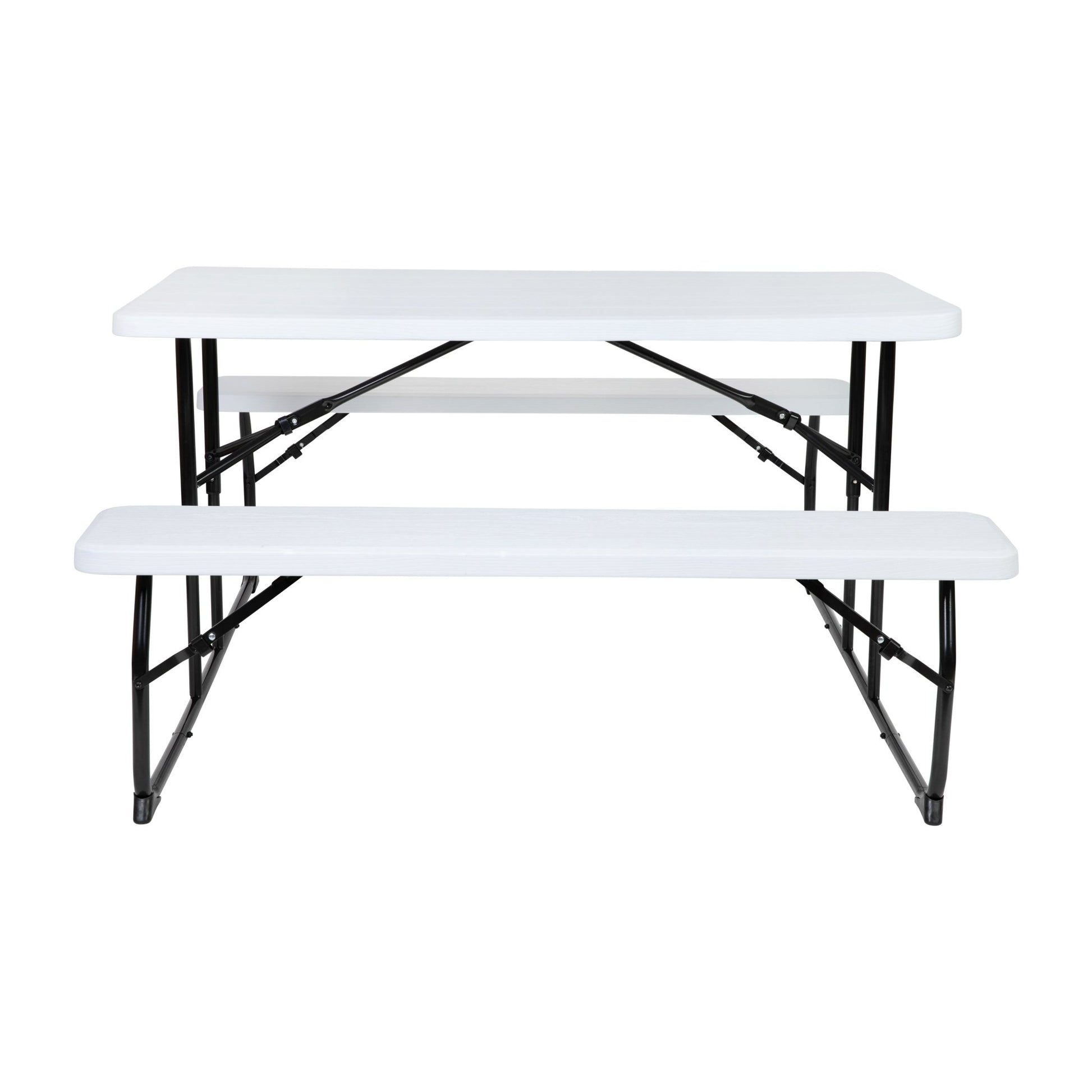 Insta - Fold 4.5 - Foot Wood Grain Folding Picnic Table and Benches by Flash Furniture - SchoolOutlet