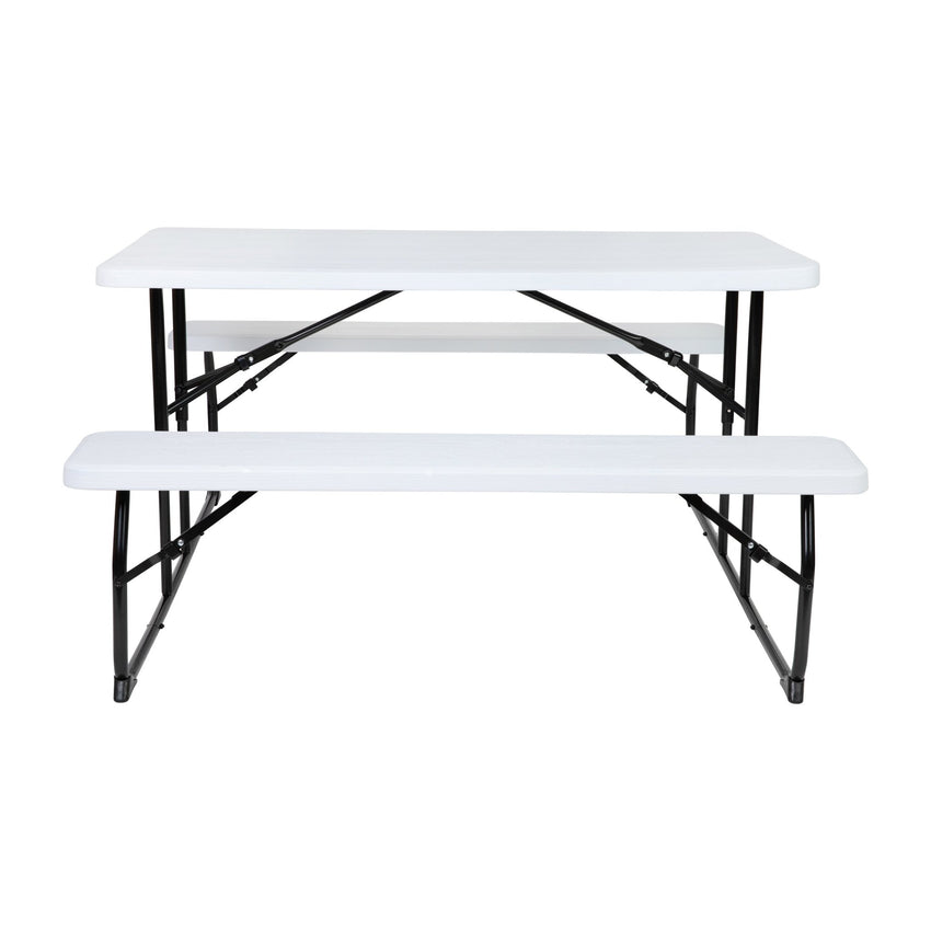 Insta - Fold 4.5 - Foot Wood Grain Folding Picnic Table and Benches by Flash Furniture - SchoolOutlet