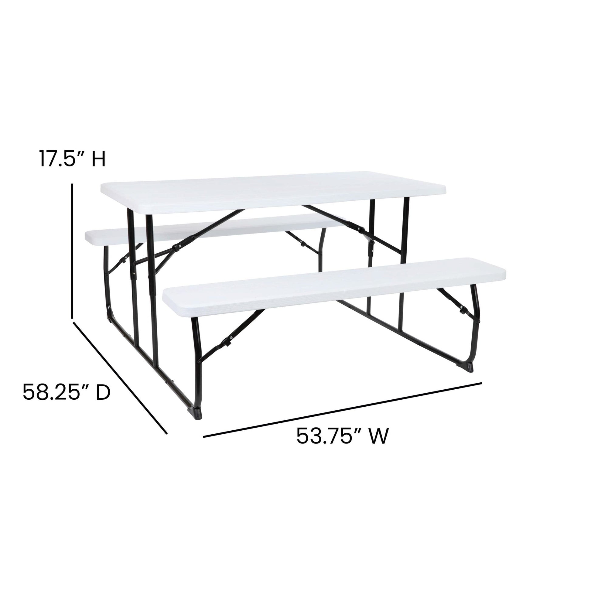 Insta - Fold 4.5 - Foot Wood Grain Folding Picnic Table and Benches by Flash Furniture - SchoolOutlet