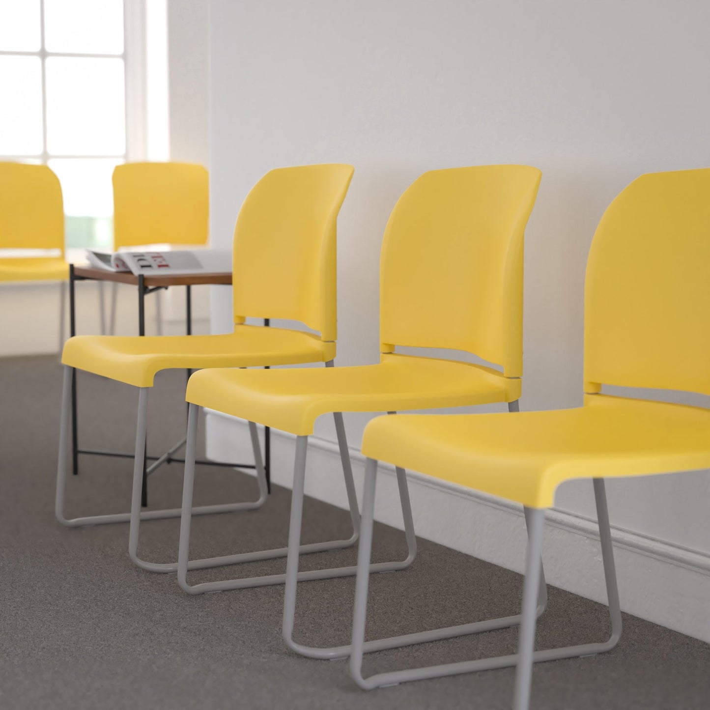 HERCULES Series Full Back Contoured Stack Chair with Gray Powder Coated Sled Base - 880 lb. Capacity by Flash Furniture - SchoolOutlet