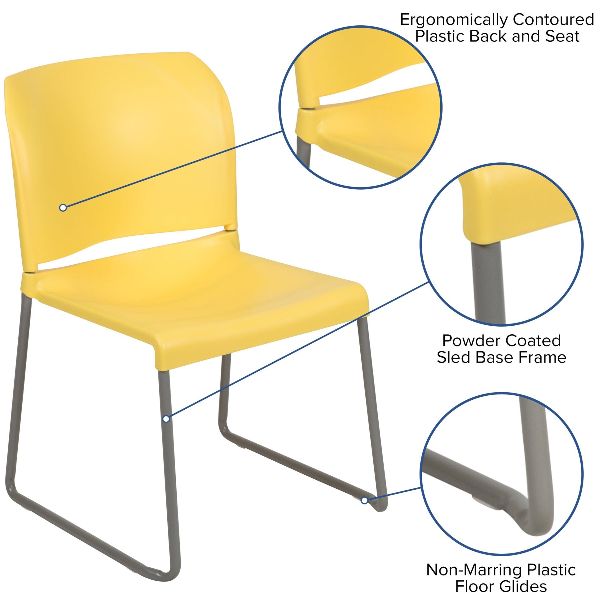 HERCULES Series Full Back Contoured Stack Chair with Gray Powder Coated Sled Base - 880 lb. Capacity by Flash Furniture - SchoolOutlet