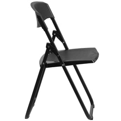 HERCULES Series Black Plastic Folding Chair with Built-in Ganging Brackets, Heavy Duty 500 lb. Capacity by Flash Furniture