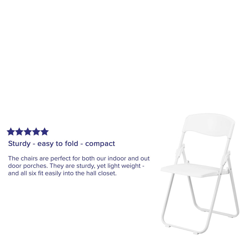 HERCULES Series White Plastic Folding Chair with Built - in Ganging Brackets, Heavy Duty 500 lb. Capacity by Flash Furniture - SchoolOutlet