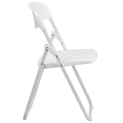 HERCULES Series White Plastic Folding Chair with Built-in Ganging Brackets, Heavy Duty 500 lb. Capacity by Flash Furniture