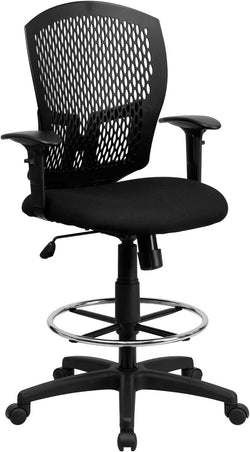 Moss Mid-Back Designer Back Drafting Chair with Fabric Seat and Adjustable Arms by Flash Furniture