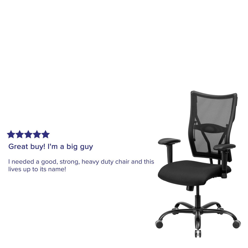 HERCULES Series Big & Tall Executive Swivel Ergonomic Office Chair with Adjustable Arms, Black Mesh - 400 lb. Rated by Flash Furniture - SchoolOutlet