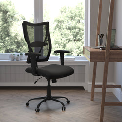 HERCULES Series Big & Tall Executive Swivel Ergonomic Office Chair with Adjustable Arms, Black Mesh - 400 lb. Rated by Flash Furniture