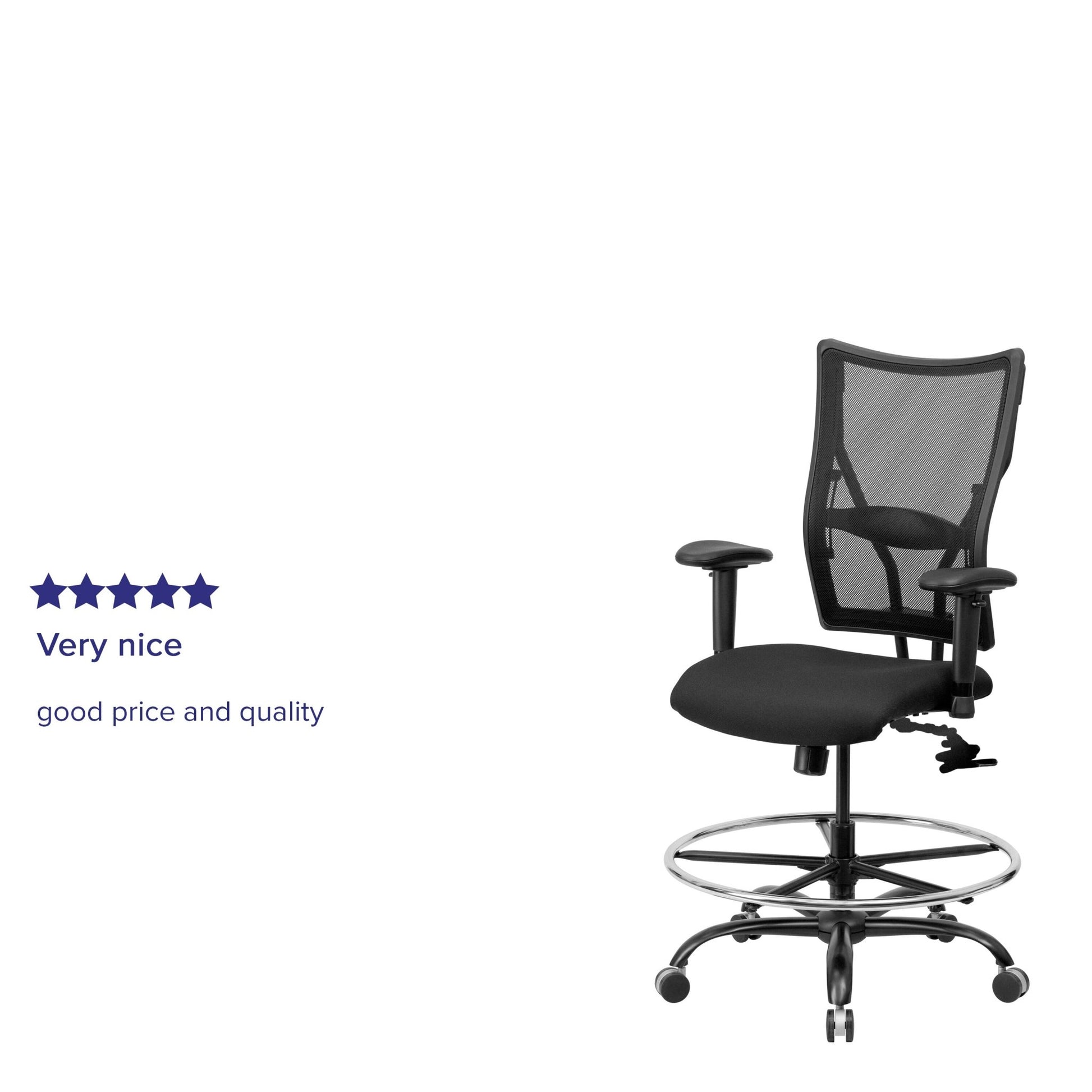 HERCULES Series Big & Tall Black Mesh Ergonomic Drafting Chair with Adjustable Arms - 400 lb. Rated by Flash Furniture - SchoolOutlet