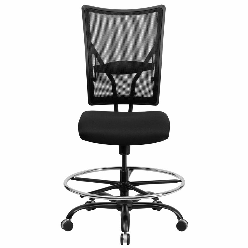 HERCULES Series Big & Tall Black Mesh Ergonomic Drafting Chair - 400 lb. Rated by Flash Furniture - SchoolOutlet