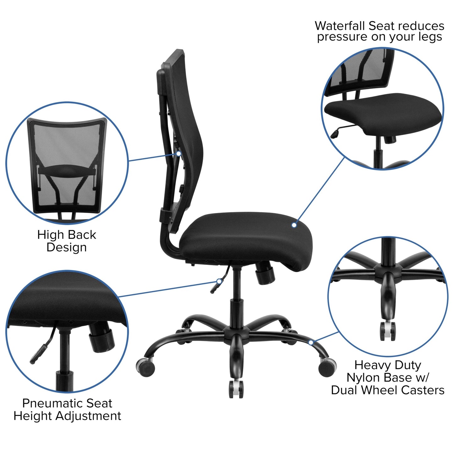 HERCULES Series Big & Tall Executive Swivel Ergonomic Office Chair, Black Mesh - 400 lb. Rated by Flash Furniture - SchoolOutlet