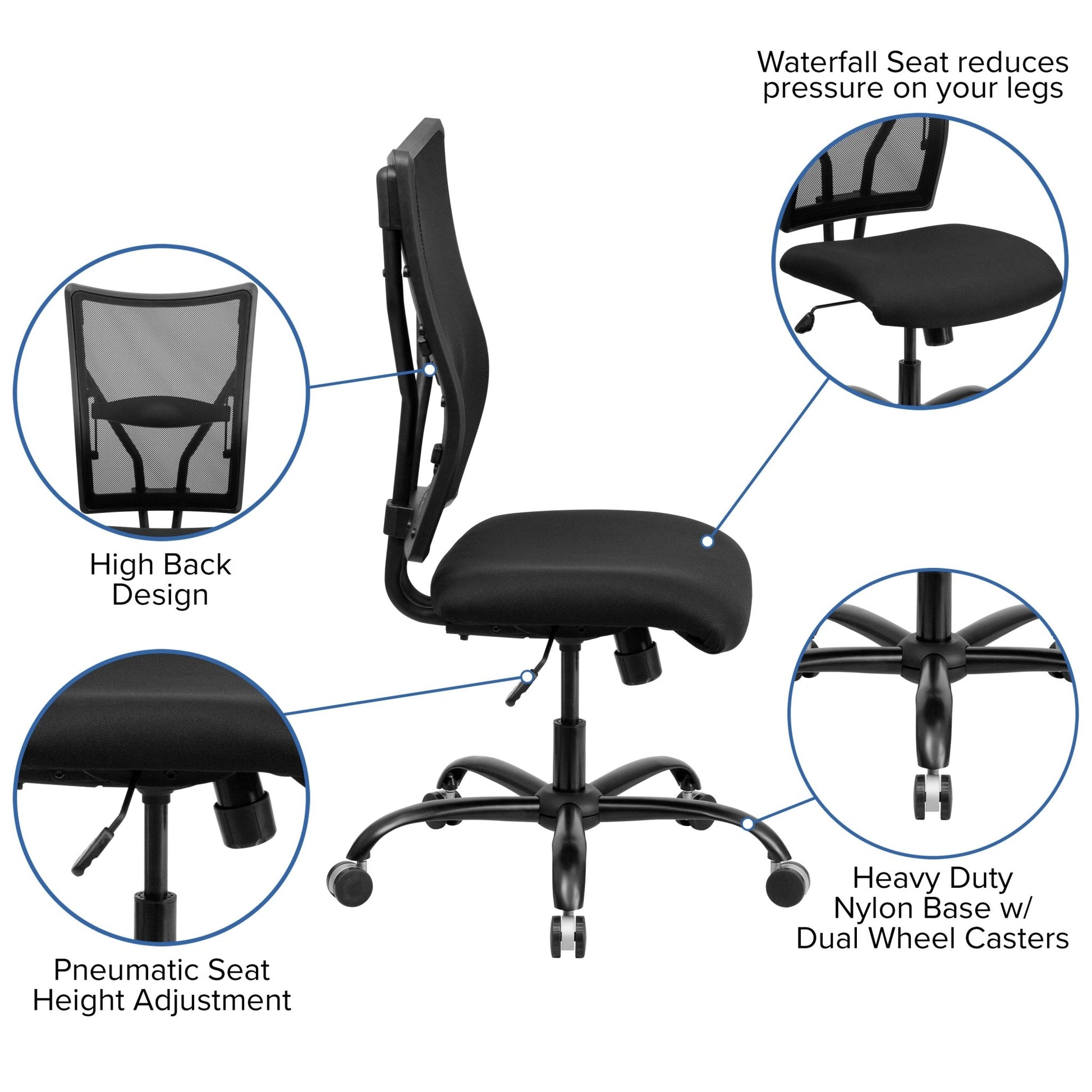 HERCULES Series Big & Tall Executive Swivel Ergonomic Office Chair, Black Mesh - 400 lb. Rated by Flash Furniture - SchoolOutlet