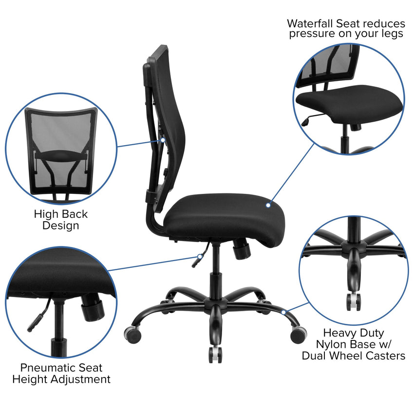 HERCULES Series Big & Tall Executive Swivel Ergonomic Office Chair, Black Mesh - 400 lb. Rated by Flash Furniture - SchoolOutlet
