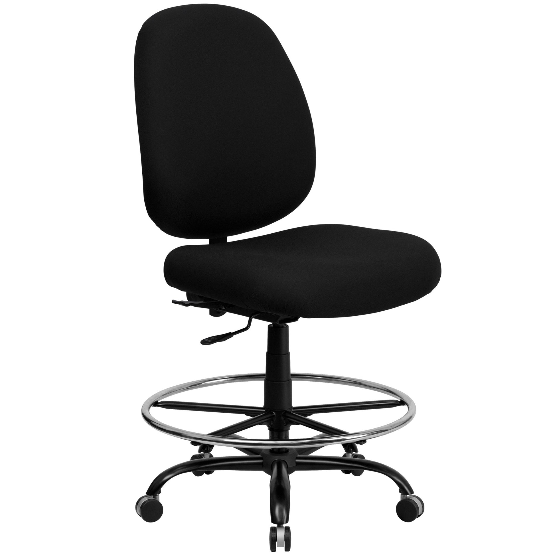 HERCULES Series Big & Tall Black Fabric Ergonomic Drafting Chair with Adjustable Back Height - 400 lb. Rated by Flash Furniture - SchoolOutlet