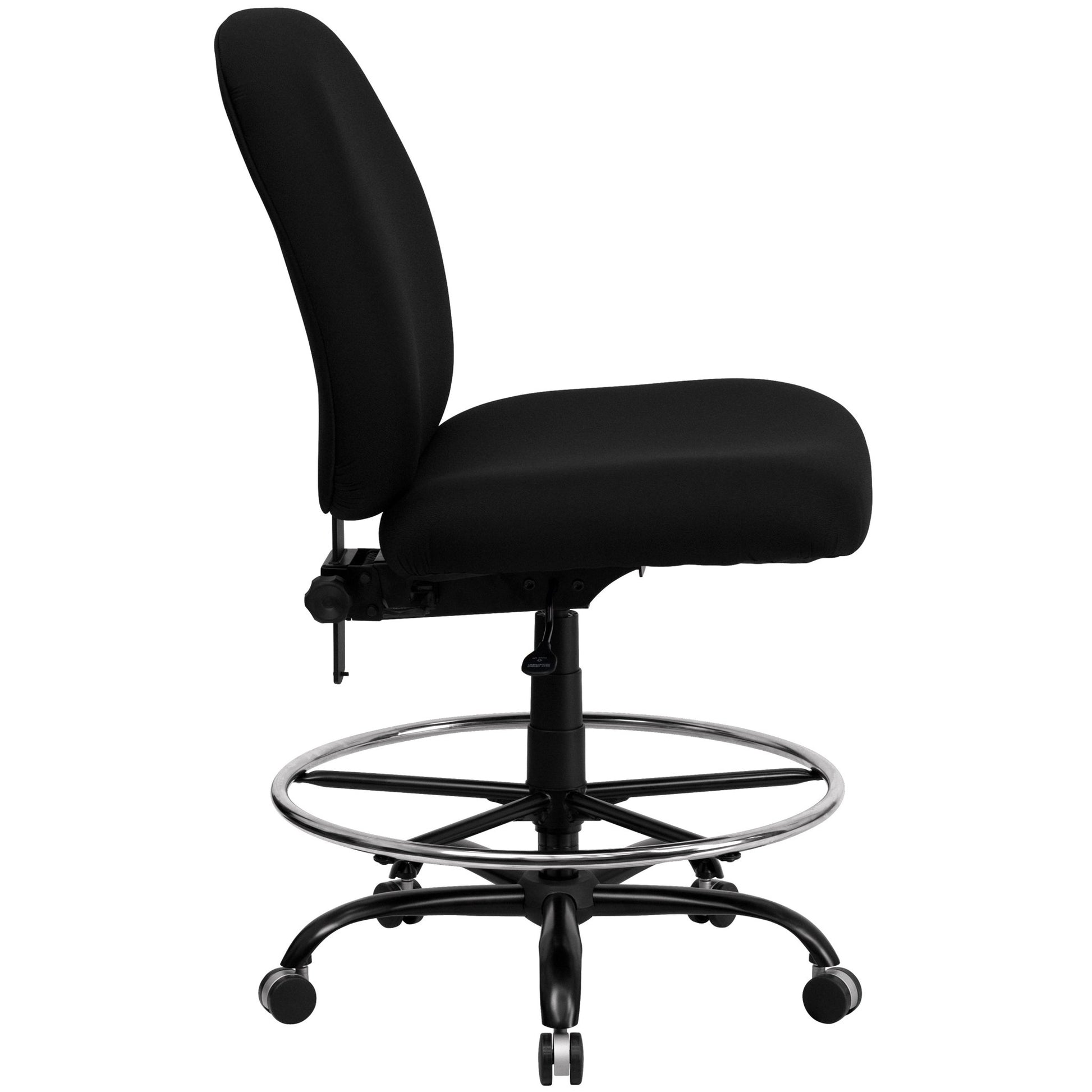 HERCULES Series Big & Tall Black Fabric Ergonomic Drafting Chair with Adjustable Back Height - 400 lb. Rated by Flash Furniture - SchoolOutlet