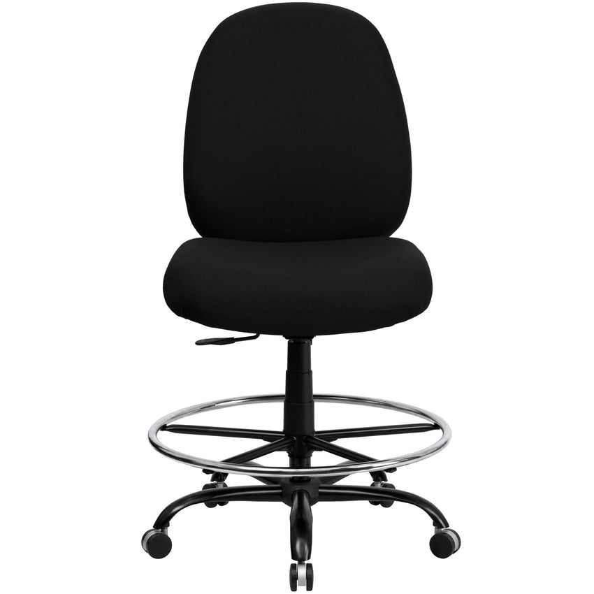 HERCULES Series Big & Tall Black Fabric Ergonomic Drafting Chair with Adjustable Back Height - 400 lb. Rated by Flash Furniture - SchoolOutlet
