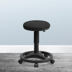 Frakes Black Ergonomic Stool with Foot Ring by Flash Furniture