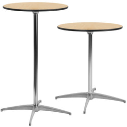 Lars 24'' Round Wood Cocktail Table with Adjustable Height from 30"- 42"H by Flash Furniture