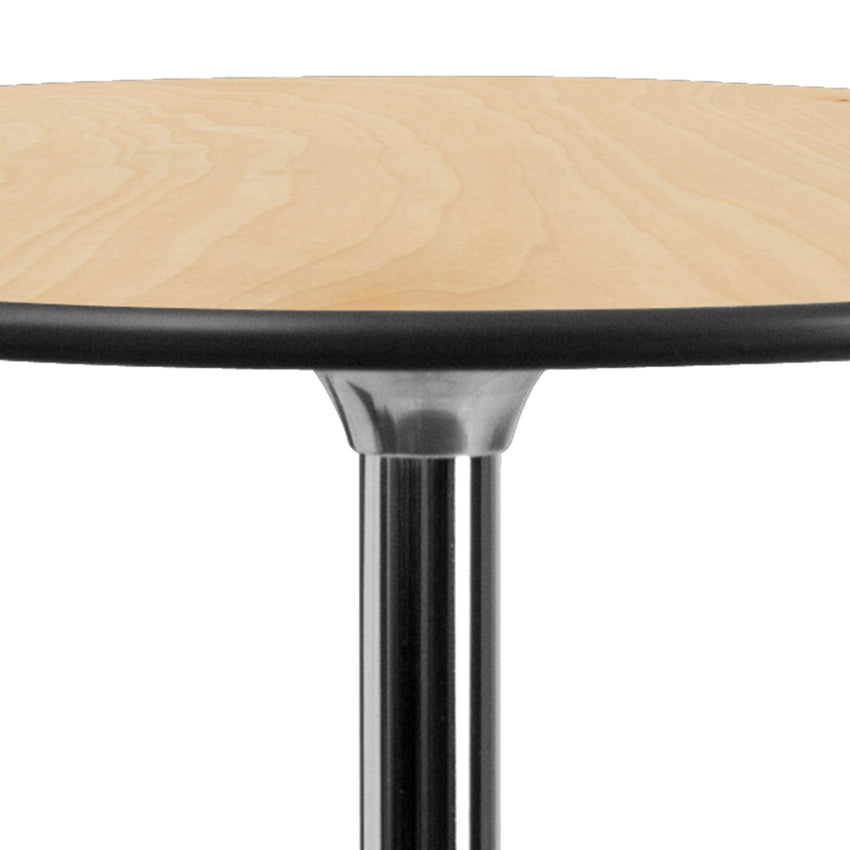 Lars 30'' Round Wood Cocktail Table with Adjustable Height from 30" - 42"H by Flash Furniture - SchoolOutlet