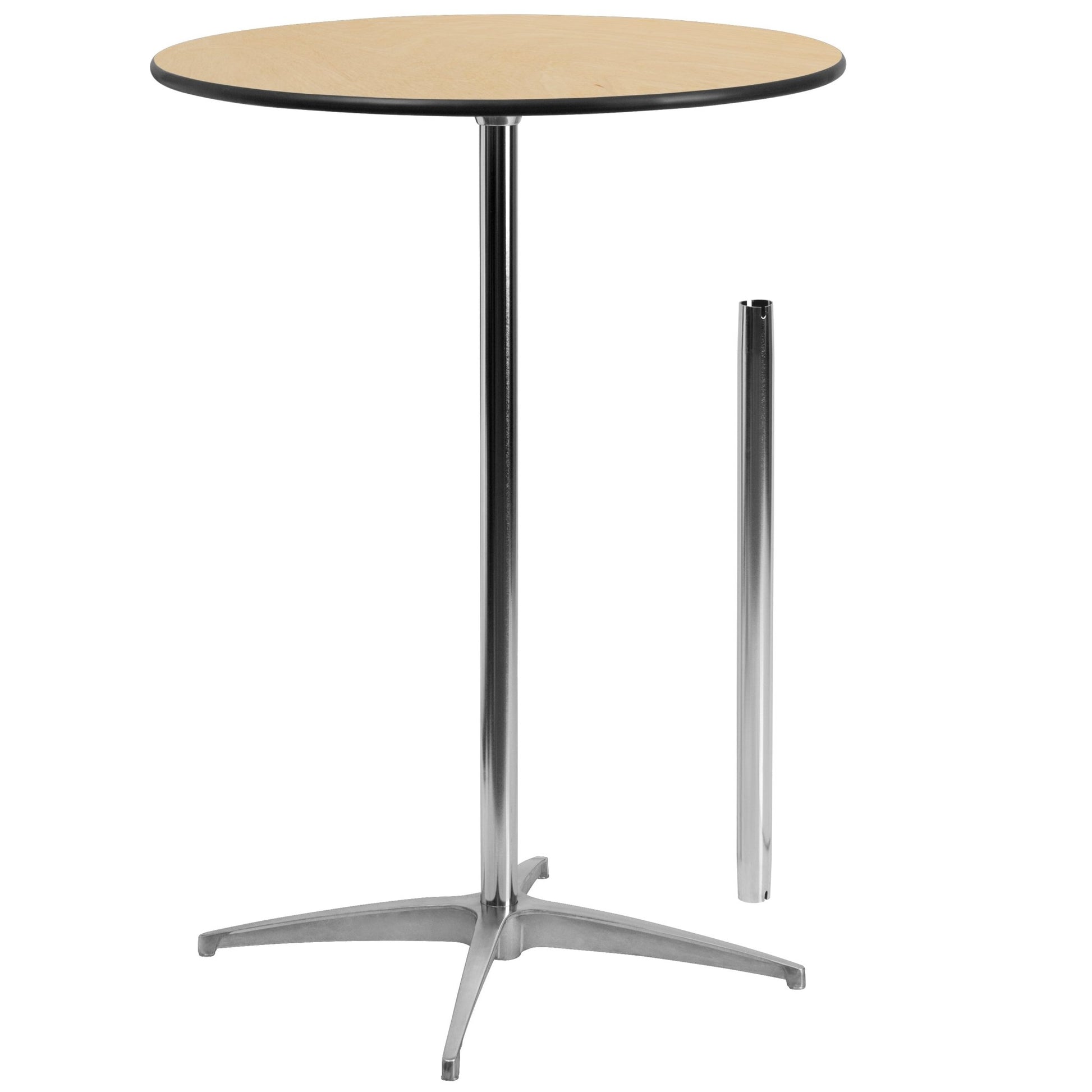 Lars 30'' Round Wood Cocktail Table with Adjustable Height from 30" - 42"H by Flash Furniture - SchoolOutlet