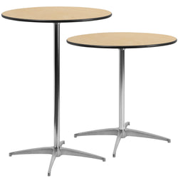 Lars 30'' Round Wood Cocktail Table with Adjustable Height from 30"- 42"H by Flash Furniture