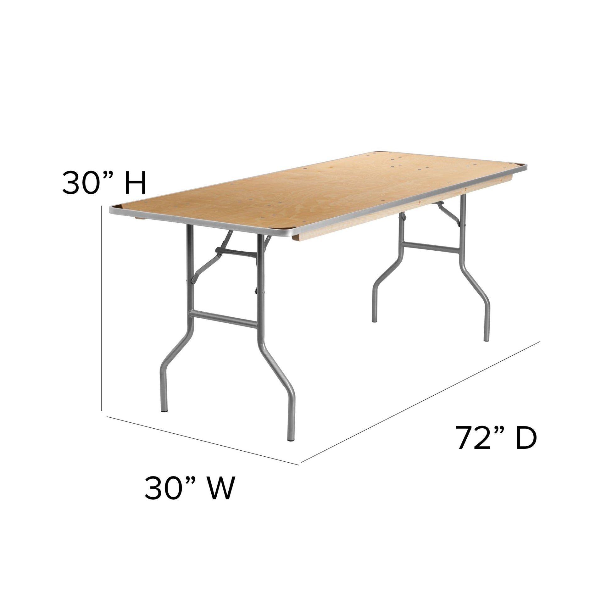 Fielder 6 - Foot Rectangular Folding Banquet Table Heavy Duty Birchwood with Metal Edges and Protective Corner Guards by Flash Furniture - SchoolOutlet