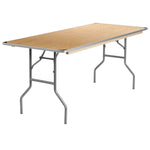 Fielder 6 - Foot Rectangular Folding Banquet Table Heavy Duty Birchwood with Metal Edges and Protective Corner Guards by Flash Furniture - SchoolOutlet