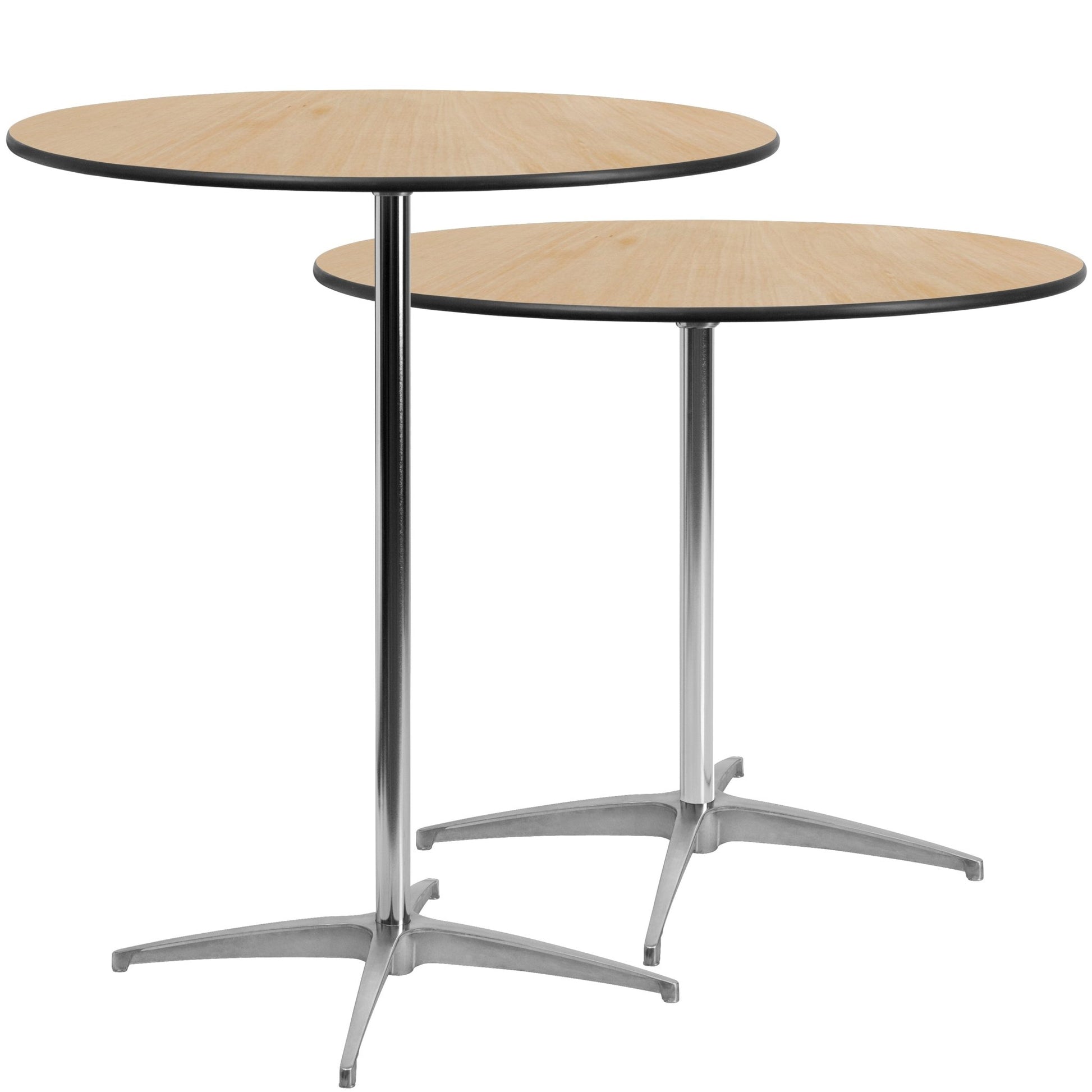 Lars 36'' Round Wood Cocktail Table with Adjustable Height from 30" - 42"H by Flash Furniture - SchoolOutlet