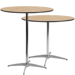 Lars 36'' Round Wood Cocktail Table with Adjustable Height from 30"- 42"H by Flash Furniture