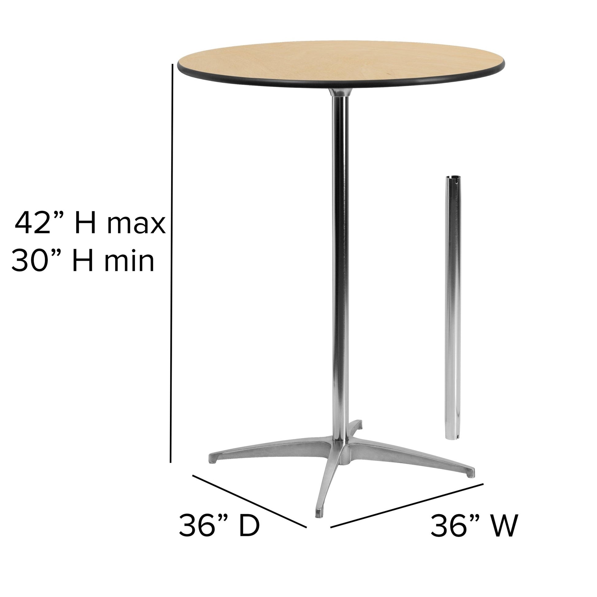 Lars 36'' Round Wood Cocktail Table with Adjustable Height from 30" - 42"H by Flash Furniture - SchoolOutlet
