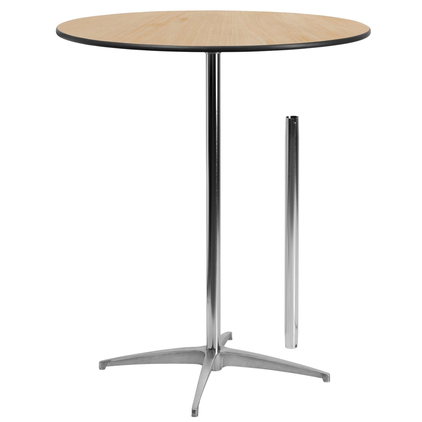 Lars 36'' Round Wood Cocktail Table with Adjustable Height from 30" - 42"H by Flash Furniture - SchoolOutlet