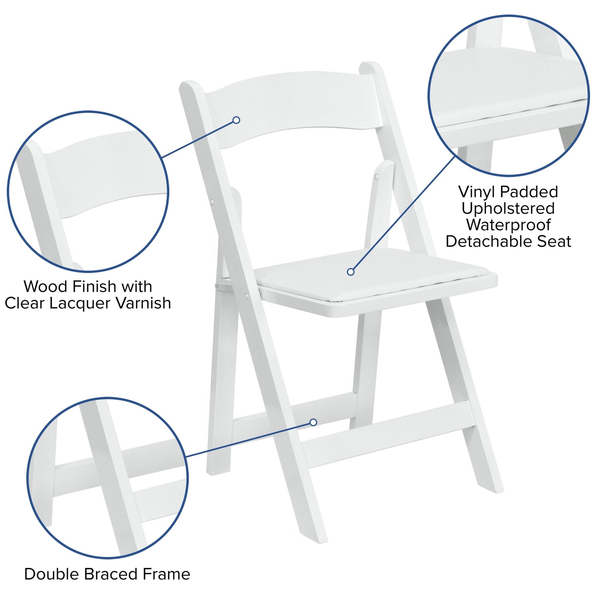 HERCULES Series White Wood Folding Chair with Vinyl Padded Seat by Flash Furniture - SchoolOutlet