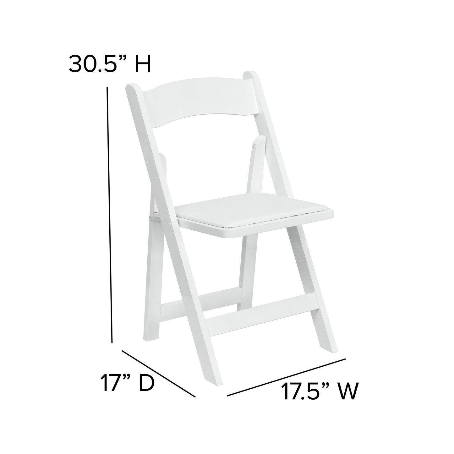 HERCULES Series White Wood Folding Chair with Vinyl Padded Seat by Flash Furniture - SchoolOutlet