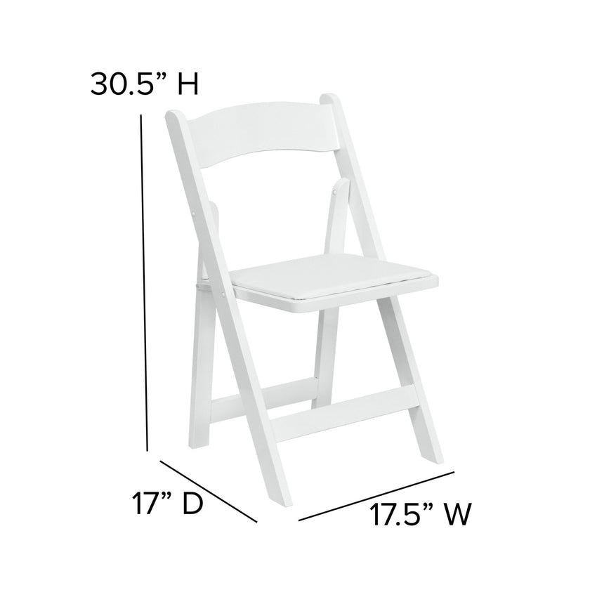 HERCULES Series White Wood Folding Chair with Vinyl Padded Seat by Flash Furniture - SchoolOutlet