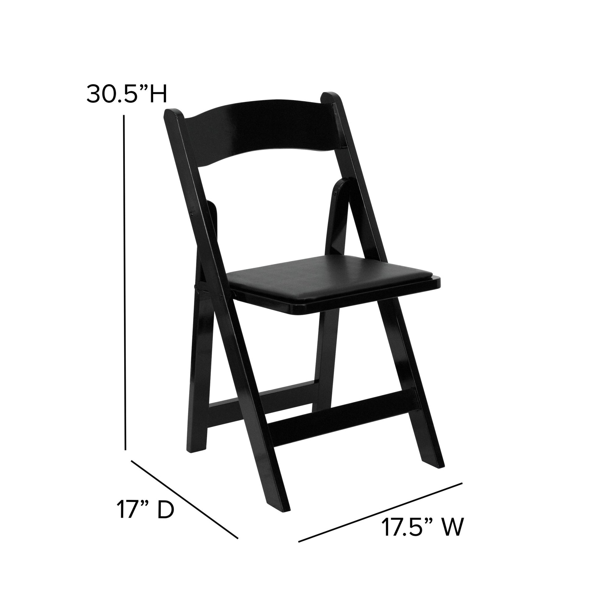HERCULES Series Black Wood Folding Chair with Vinyl Padded Seat by Flash Furniture - SchoolOutlet