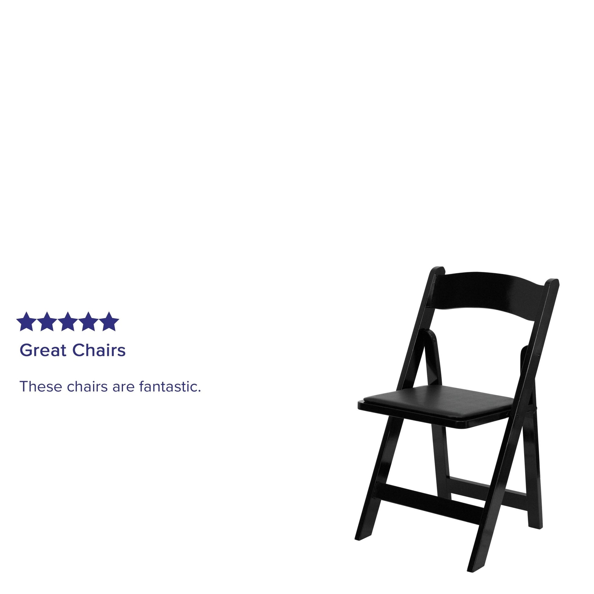 HERCULES Series Black Wood Folding Chair with Vinyl Padded Seat by Flash Furniture - SchoolOutlet