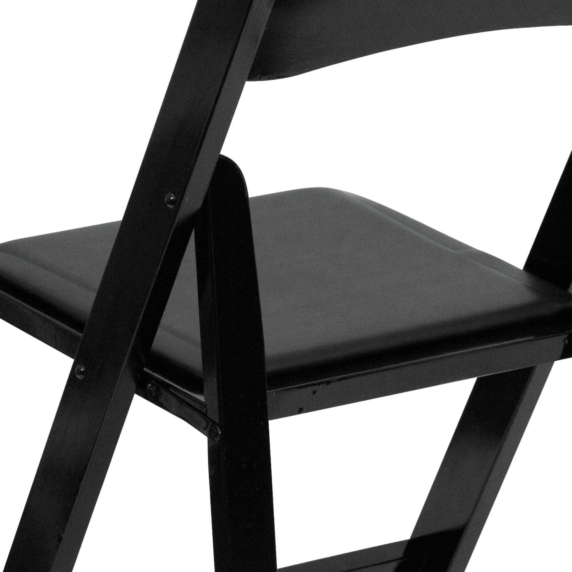 HERCULES Series Black Wood Folding Chair with Vinyl Padded Seat by Flash Furniture - SchoolOutlet