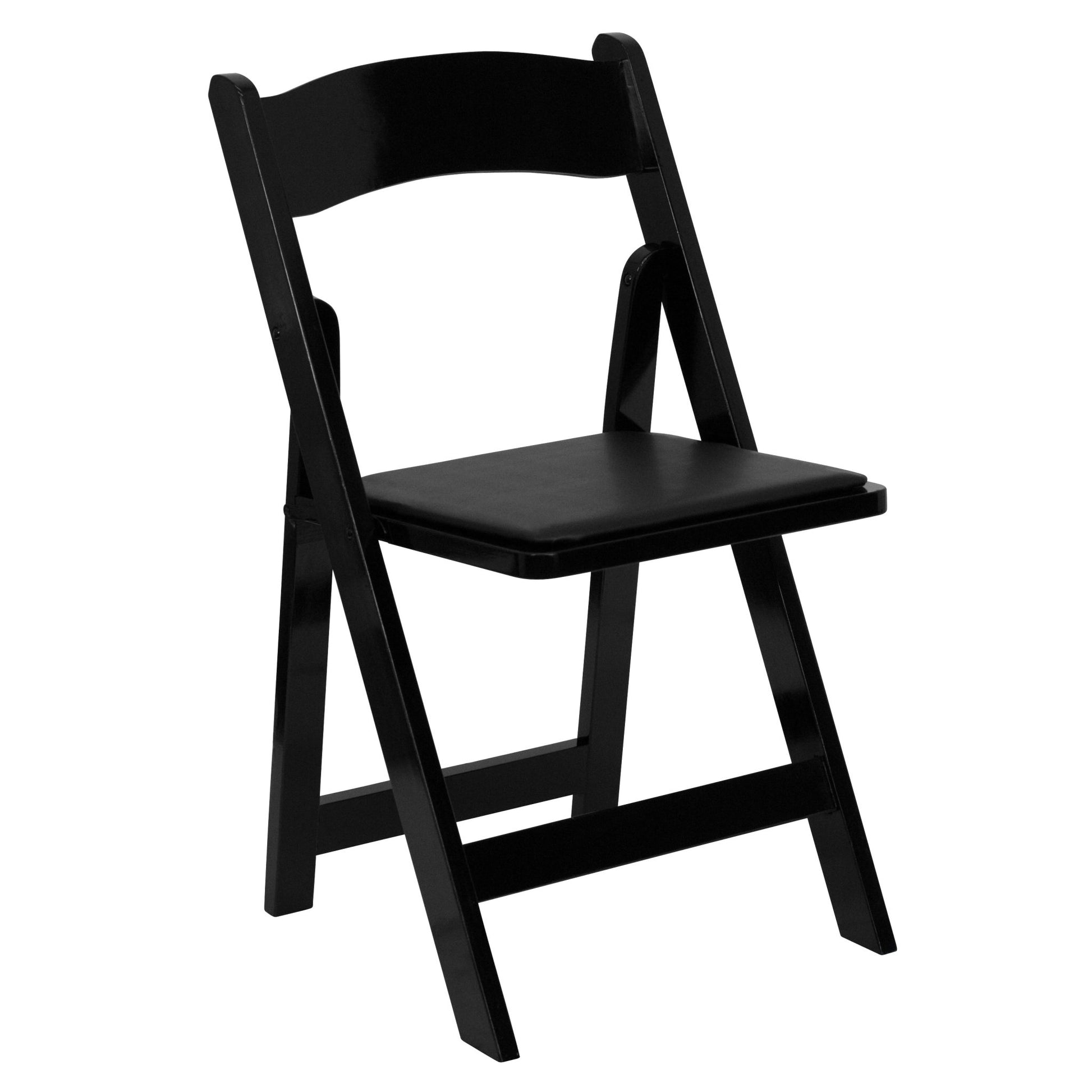 HERCULES Series Black Wood Folding Chair with Vinyl Padded Seat by Flash Furniture - SchoolOutlet