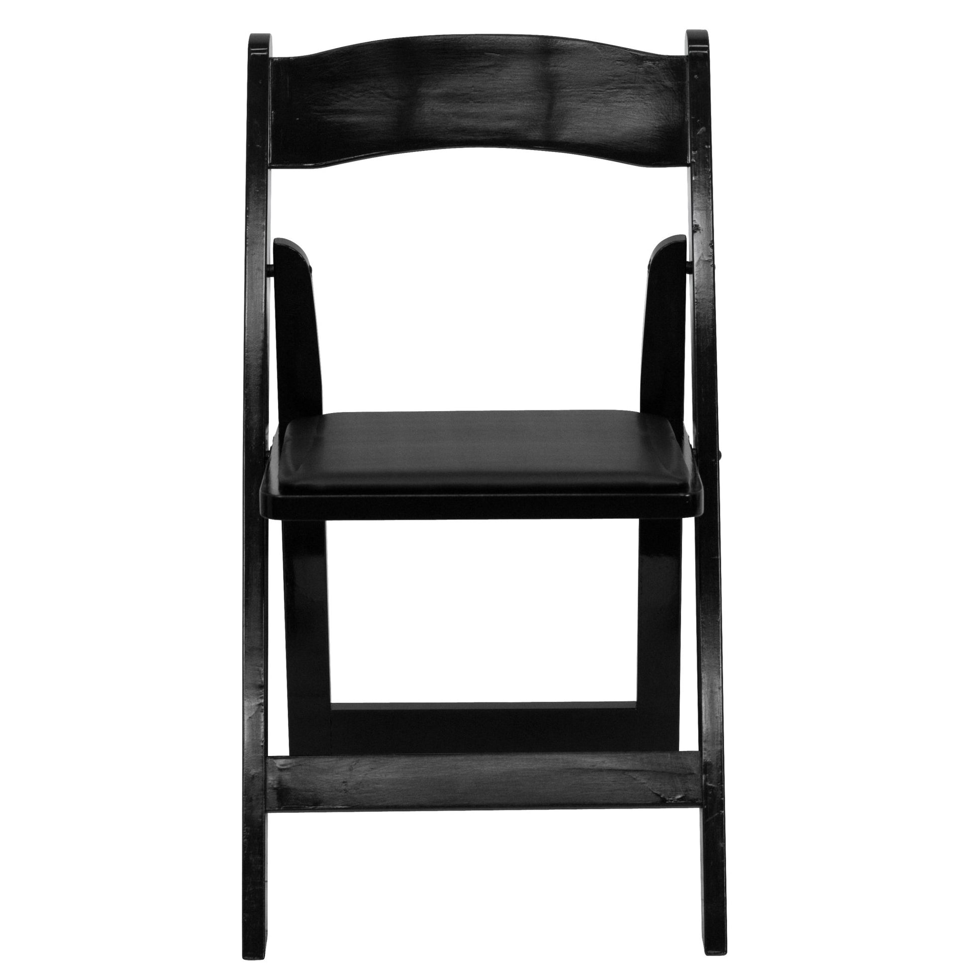 HERCULES Series Black Wood Folding Chair with Vinyl Padded Seat by Flash Furniture - SchoolOutlet