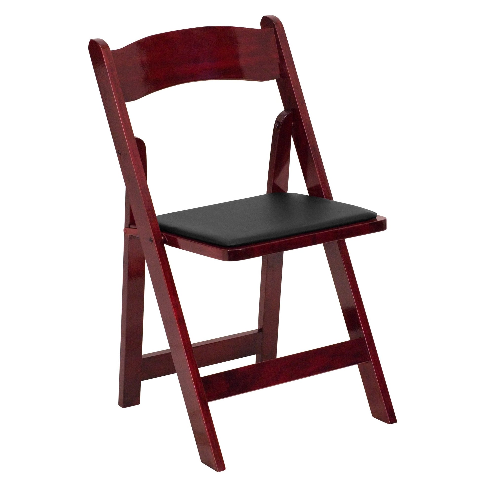 HERCULES Series Mahogany Wood Folding Chair with Vinyl Padded Seat by Flash Furniture - SchoolOutlet