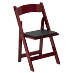 HERCULES Series Mahogany Wood Folding Chair with Vinyl Padded Seat by Flash Furniture - SchoolOutlet